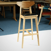 Barn 實木皮革座墊高腳酒吧吧檯椅